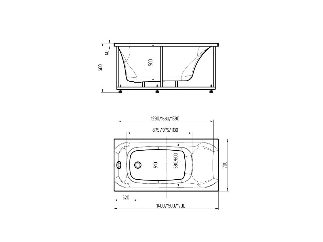 Акриловая прямоугольная ванна Aquatek Альфа 170х70 с фронтальным экраном, без гидромассажа, сборно-разборный сварной каркас (слив слева) — фото 8