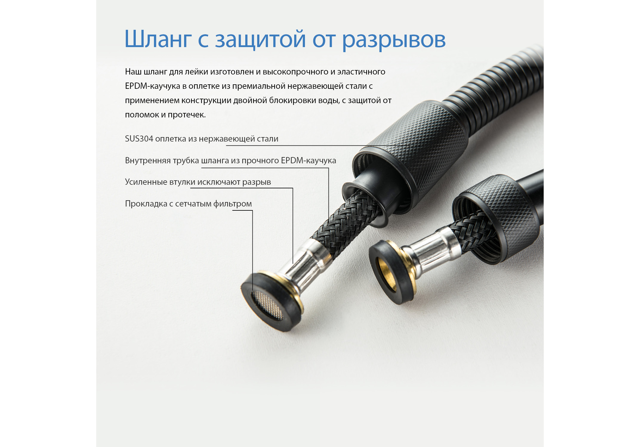 Комплект для гигиенического душа встроенный (смеситель с прогрессивным картриджем + гигиеническая лейка + шланг) AQUATEK, матовый черный AQ1025MB Лира — фото 18