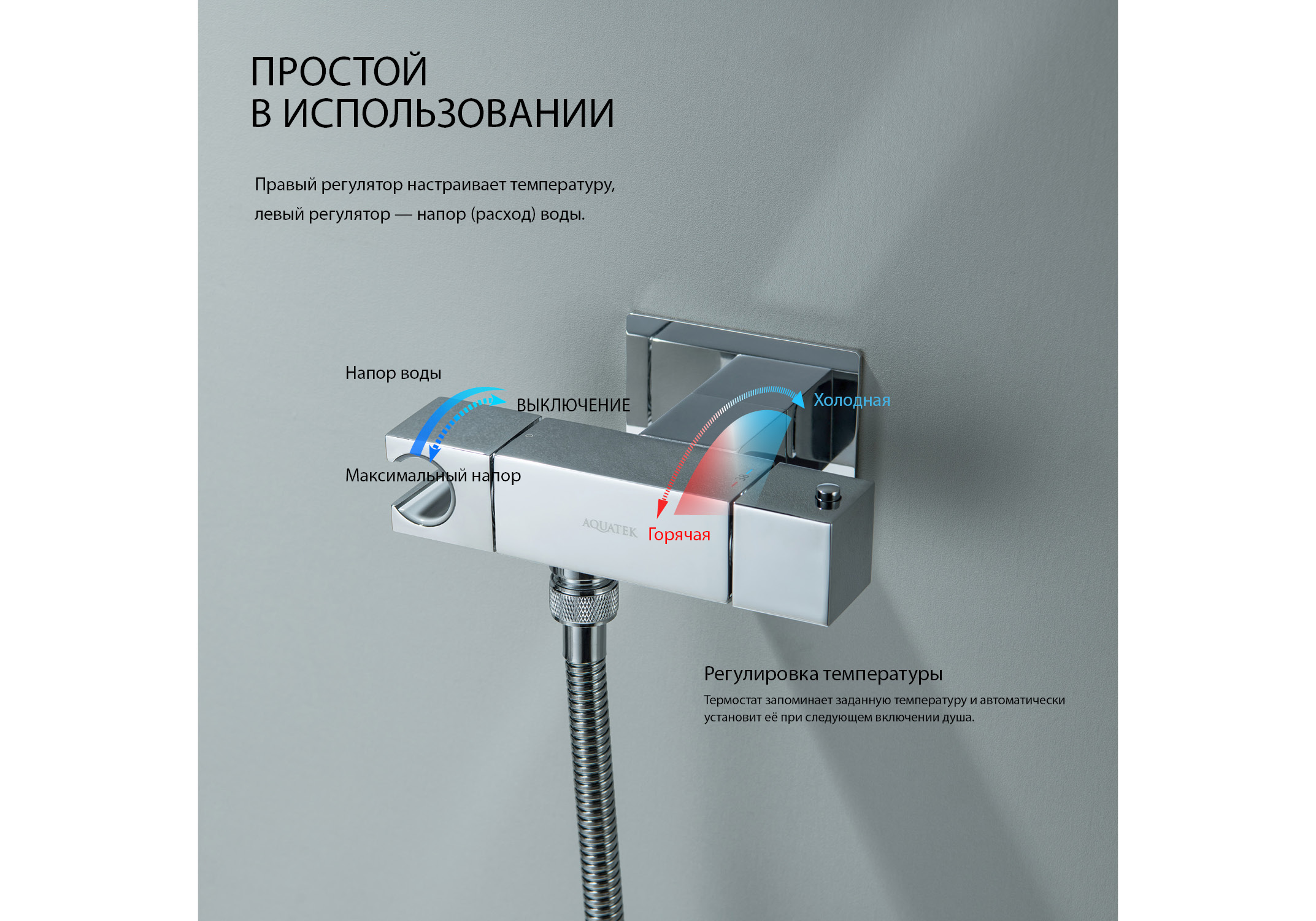 Комплект для гигиенического душа термостатический встроенный (смеситель + гигиеническая лейка + шланг) AQUATEK AQ1028CR Либра — фото 16