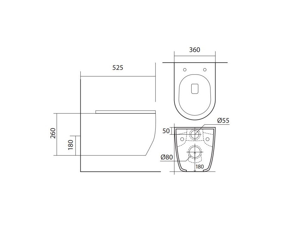 Унитаз подвесной безободковый Aquatek ЕВРОПА AQ1106L-00 525*360*260 с сиденьем с механизмом плавного закрытия — фото 10