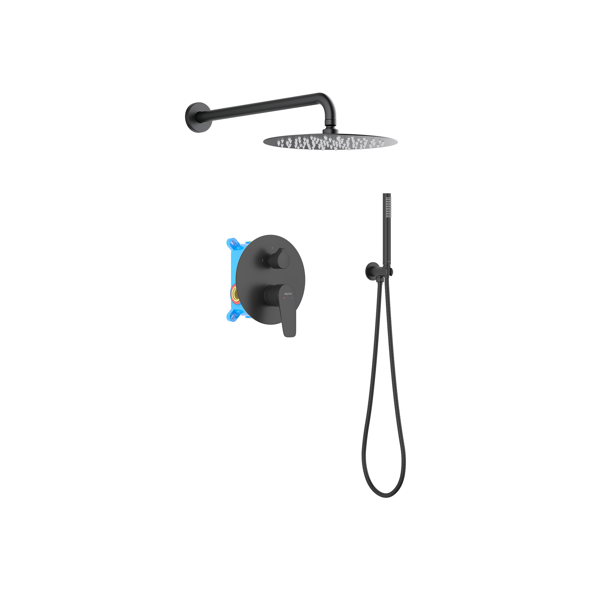 Set 3 в 1 душевой комплект AQUATEK, матовый черный AQ1172MB Бетта