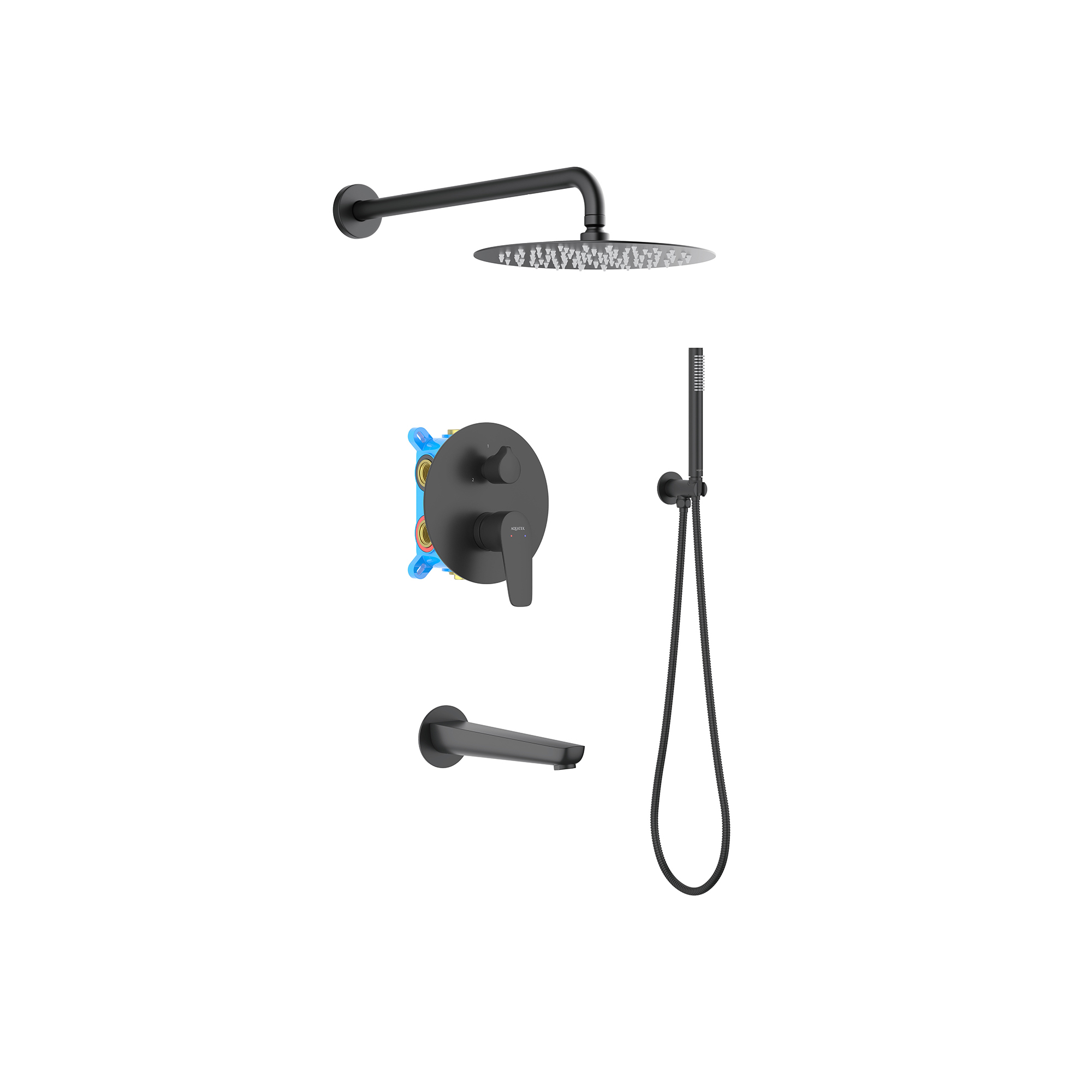 AQUATEK Set 4 в 1 душевой комплект AQUATEK, матовый черный AQ1173MB Бетта