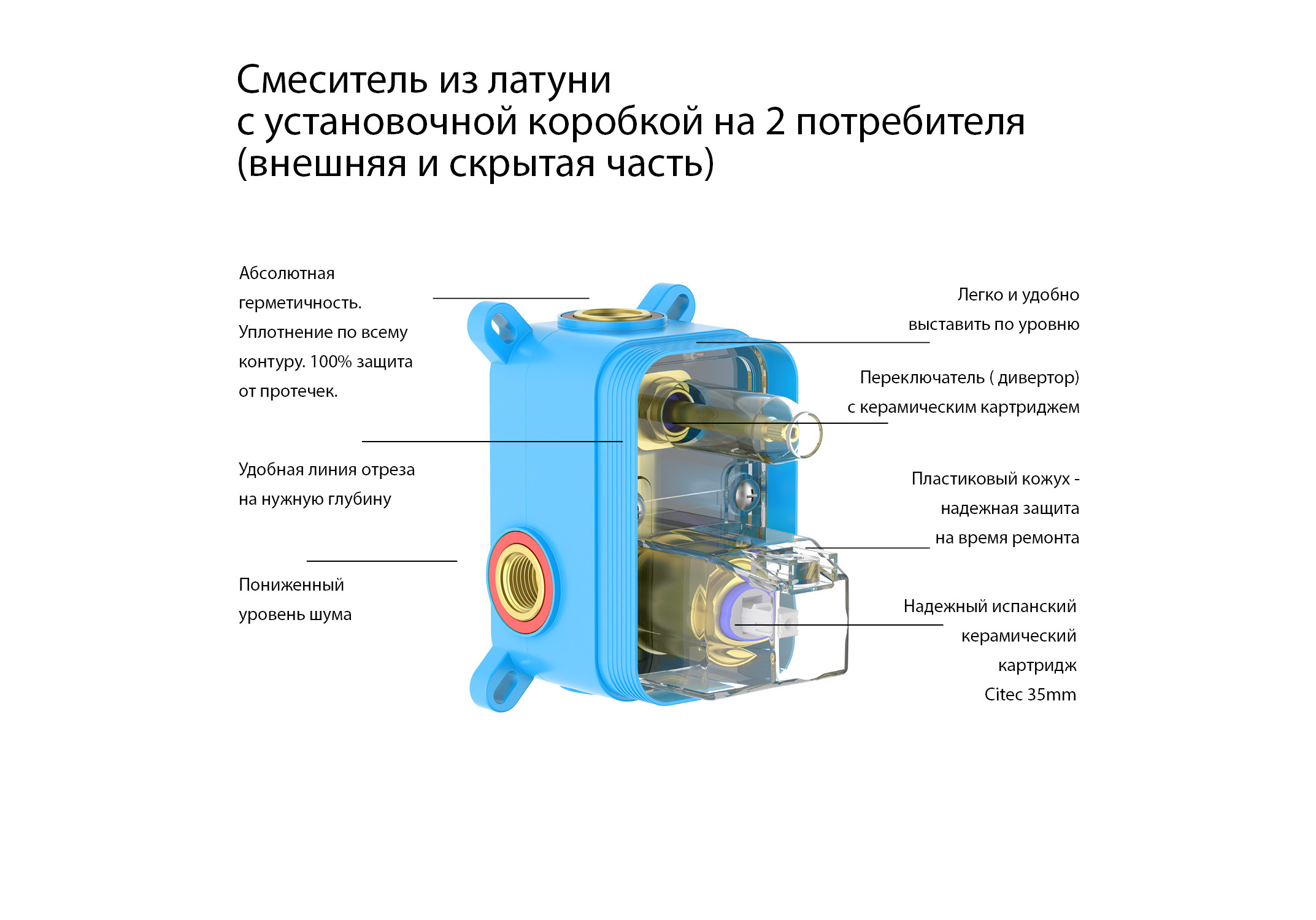 Смеситель для ванны 2 режима, (внешняя и скрытая часть) AQUATEK, матовый черный AQ1246MB Оберон — фото 7