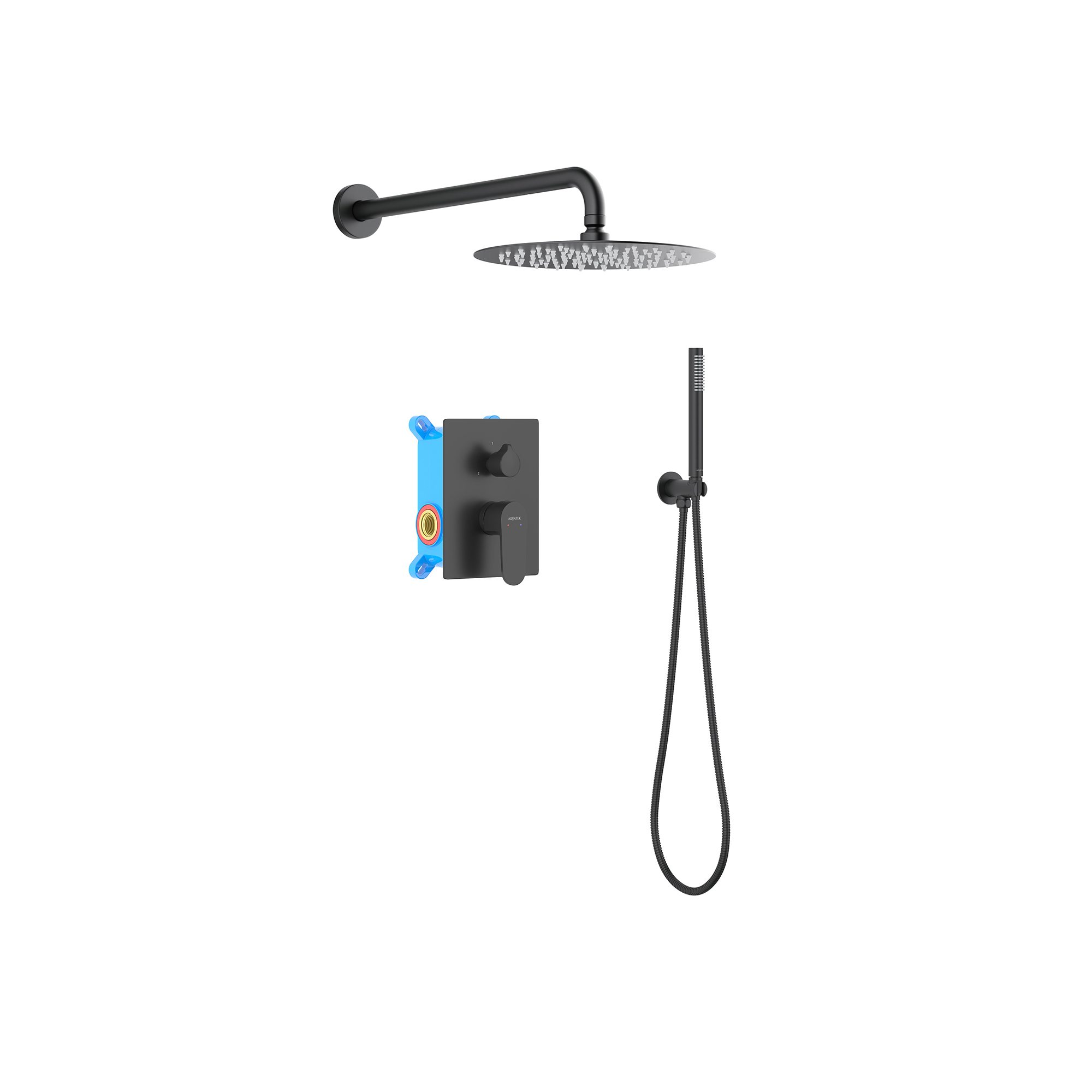 AQUATEK Set 3 в 1 душевой комплект AQUATEK, матовый черный AQ1272MB Оберон