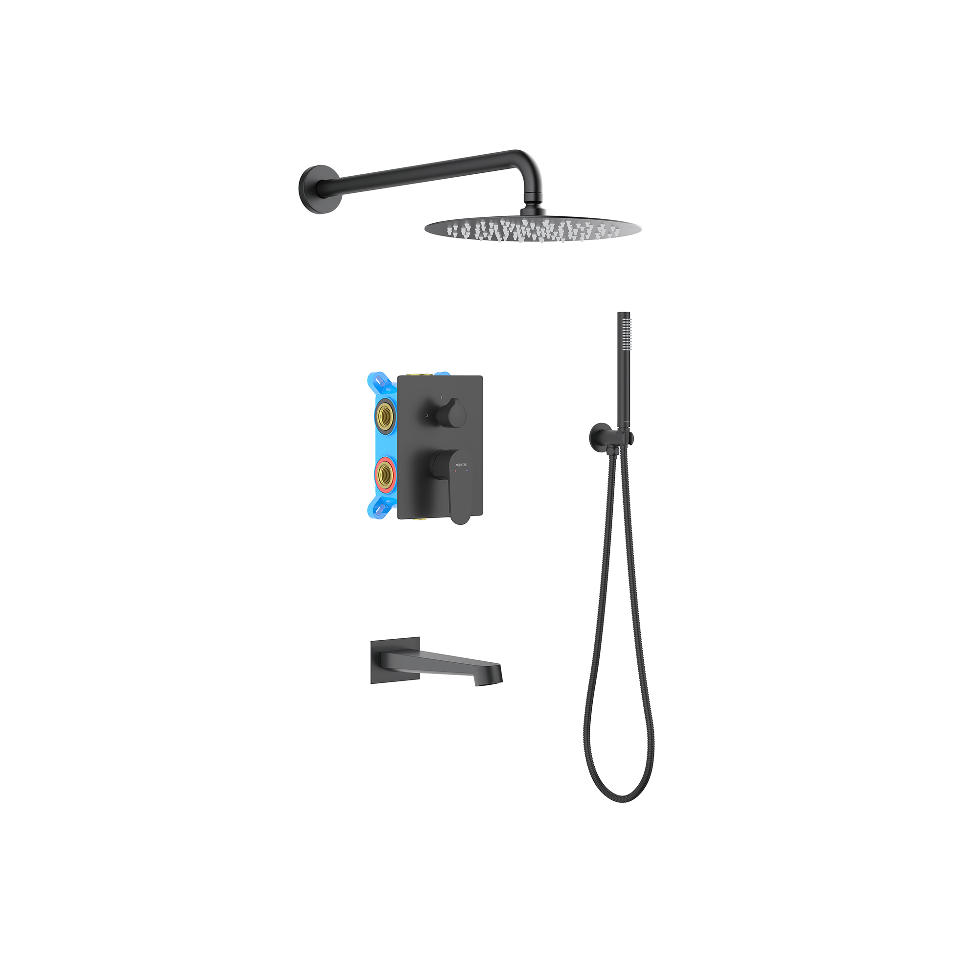 AQUATEK Set 4 в 1 душевой комплект AQUATEK, матовый черный AQ1273MB Оберон