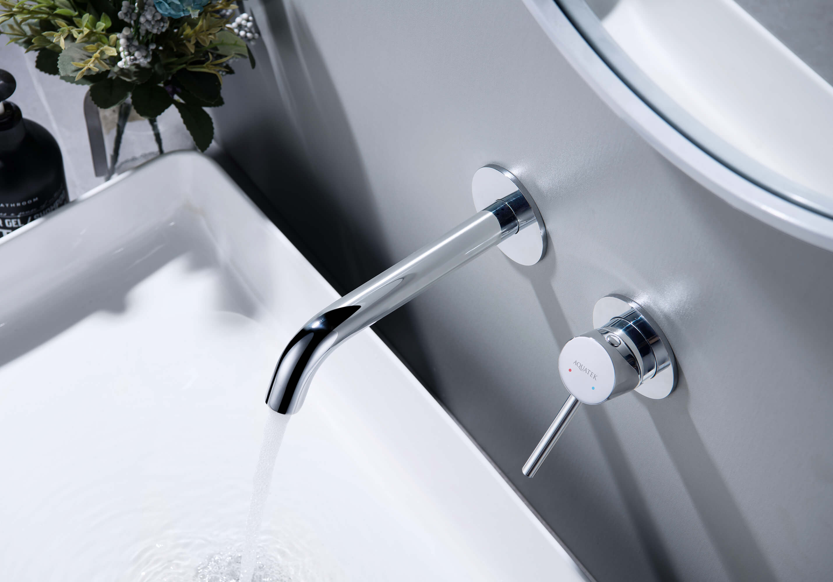 Смеситель для раковины настенный 2 отв. (внешняя и скрытая часть) AQUATEK AQ1313CR Европа — фото 6