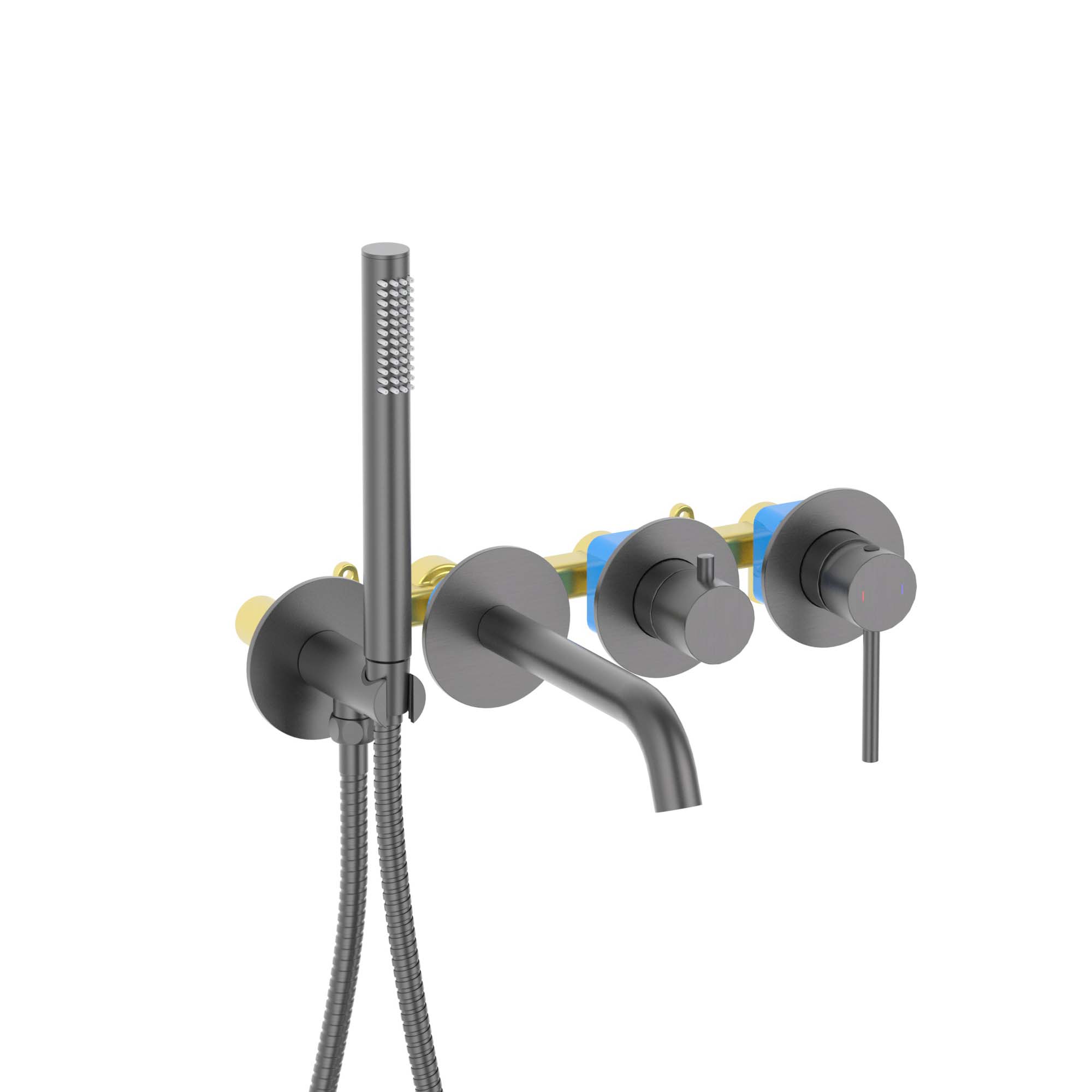 AQUATEK AQ1344BGM ЕВРОПА смеситель для ванны встроенный (внешняя и скрытая часть), оружейная сталь
