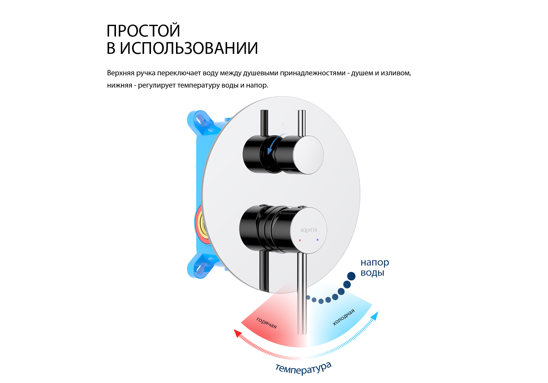 Смеситель для ванны 2 режима, (внешняя и скрытая часть) AQUATEK AQ1346CR Европа — фото 8