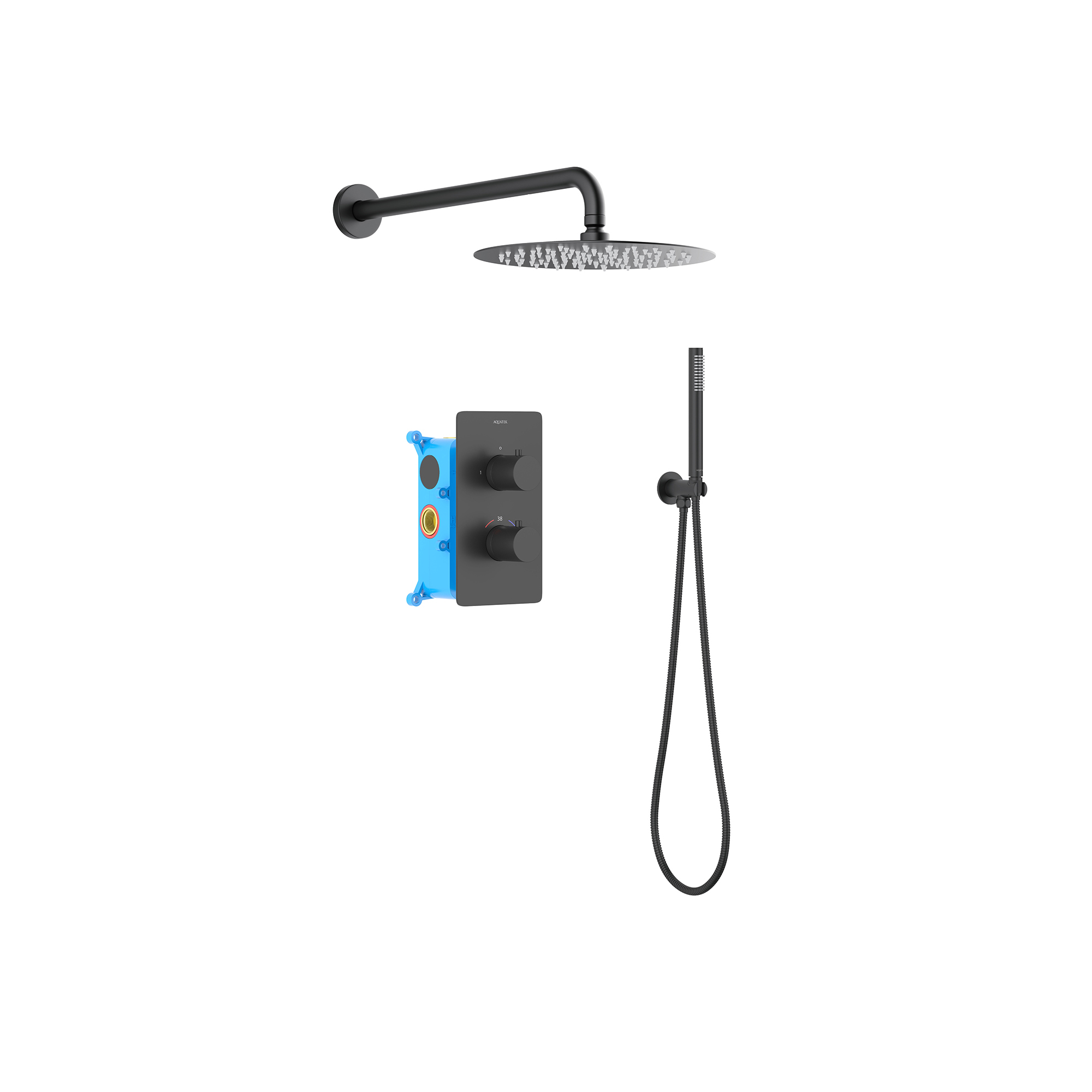 AQUATEK Set 3 в 1 душевой комплект AQUATEK, матовый черный AQ1376MB Европа