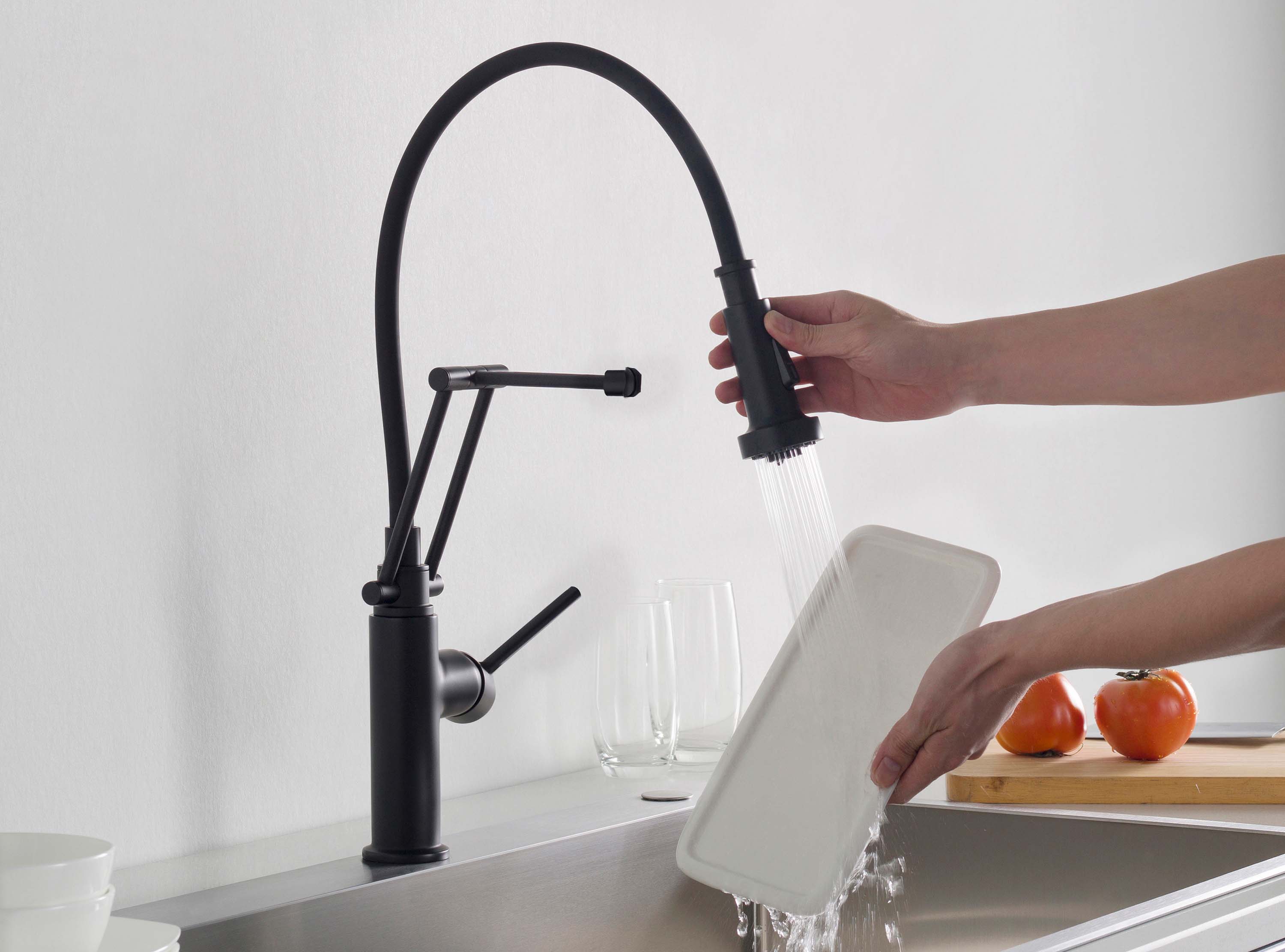 Смеситель для кухни, 2 режима струи (профессиональный), AQUATEK матовый черный AQ1388MB  Европа — фото 7
