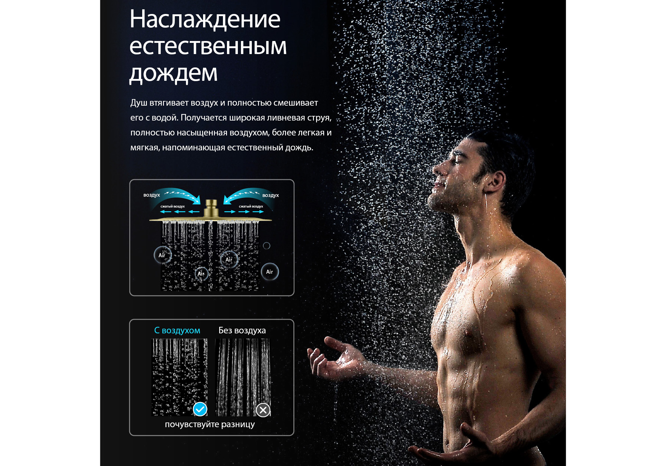 круглый верхний душ 250*2 мм, шлиф. золото — фото 9