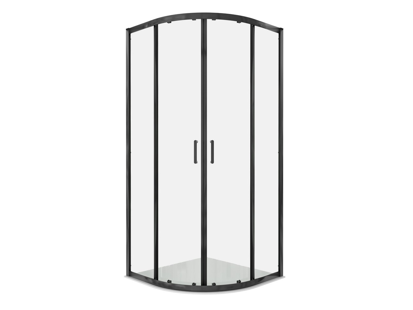 AQUATEK Душевой уголок 1/4 круга, двери раздвижные, 200x90x90 см, профиль черный матовый, Aquatek AQ.RO.090.1BL, стекло прозрачное, закаленное