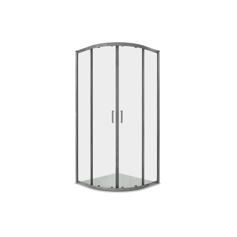 AQUATEK Душевой уголок 1/4 круга, двери раздвижные 900x900x2000, профиль оружейная сталь, стекло прозрачное 6мм