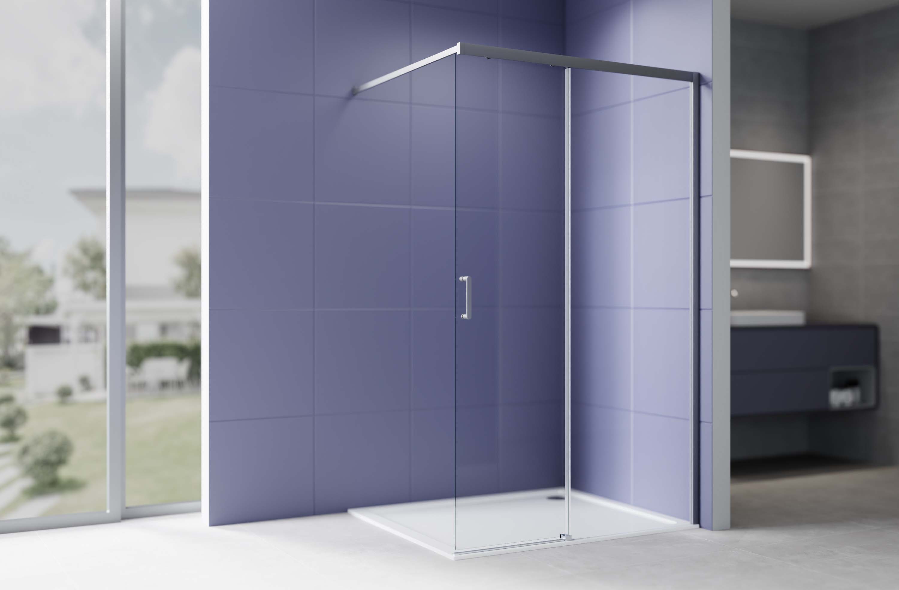 AQUATEK Душевая перегородка раздвижная Walk in с держателем 1200x2000 профиль оружейная сталь, стекло прозрачное 5/6мм