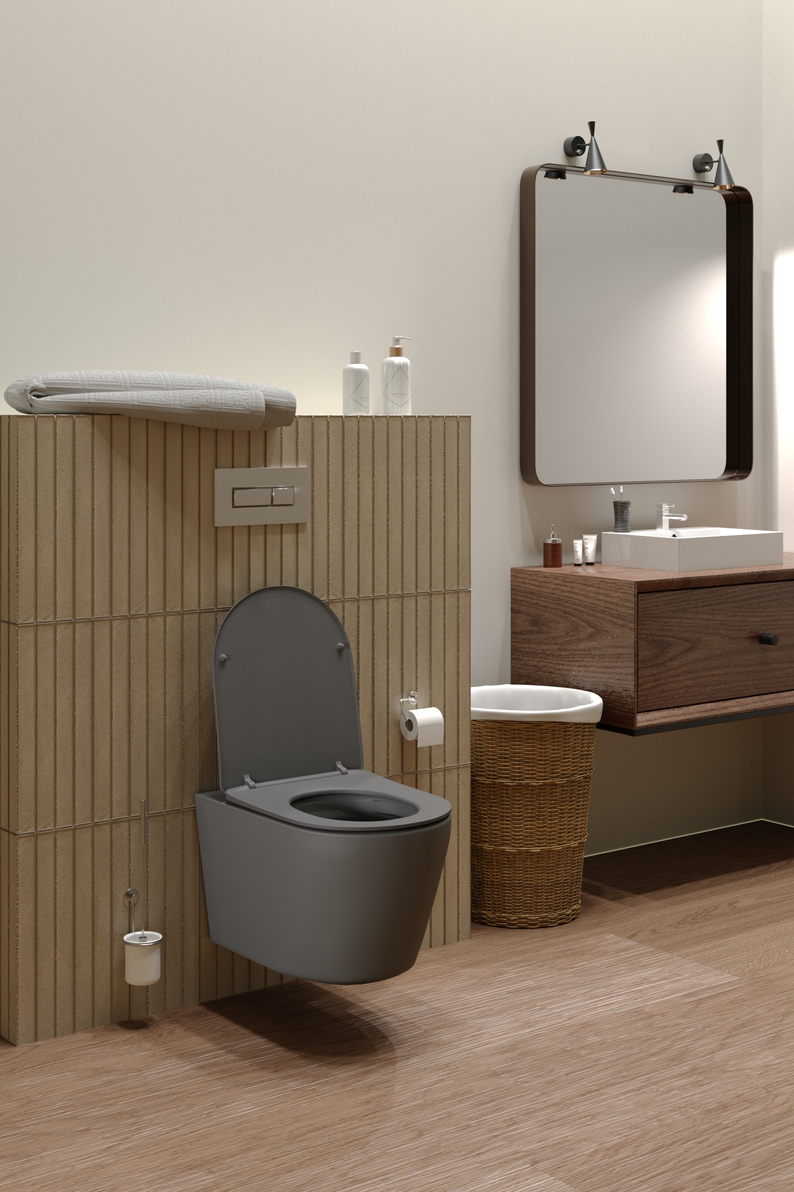 BAS Унитаз подвесной серия ROUND GREY (серый)