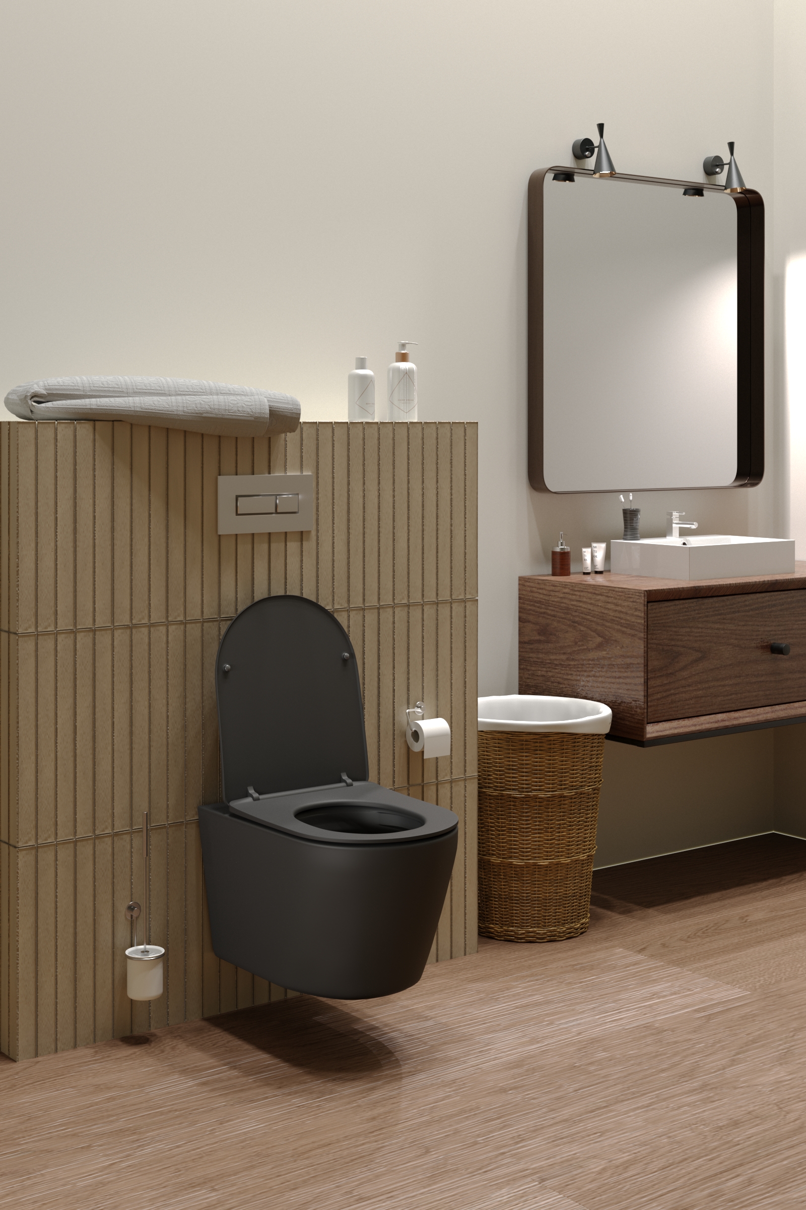 BAS Унитаз подвесной серия ROUND BLACK (чёрный)